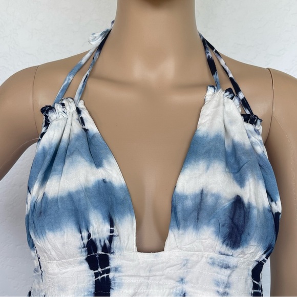 Gorgeous BohoMe blue and white tie dye halter swim cover up dress - Picture 4 of 16